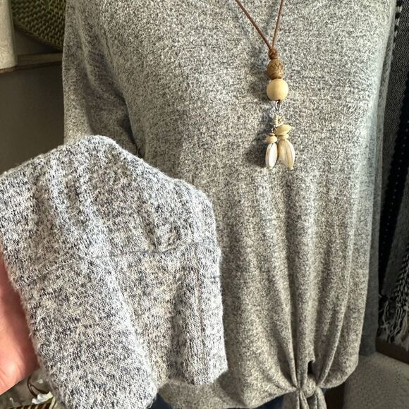 Nine Britton Stitch Fix Billie Tie Front Brushed Knit Long Sleeve Top - Picture 5 of 9